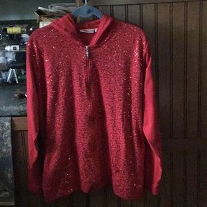 Red Hooded Sequin Jacket